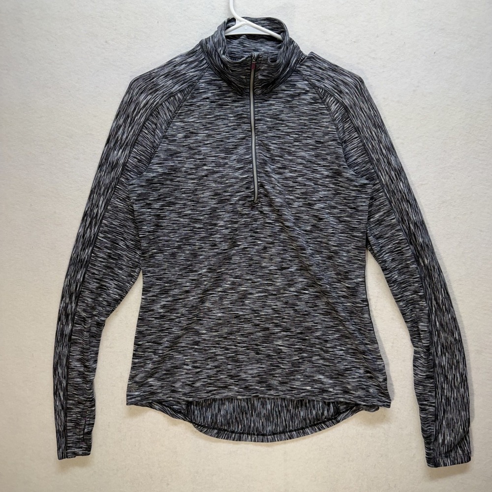 Athleta Quarter Zip Pullover Gray Heathered Black Athletic Women's M Activewear